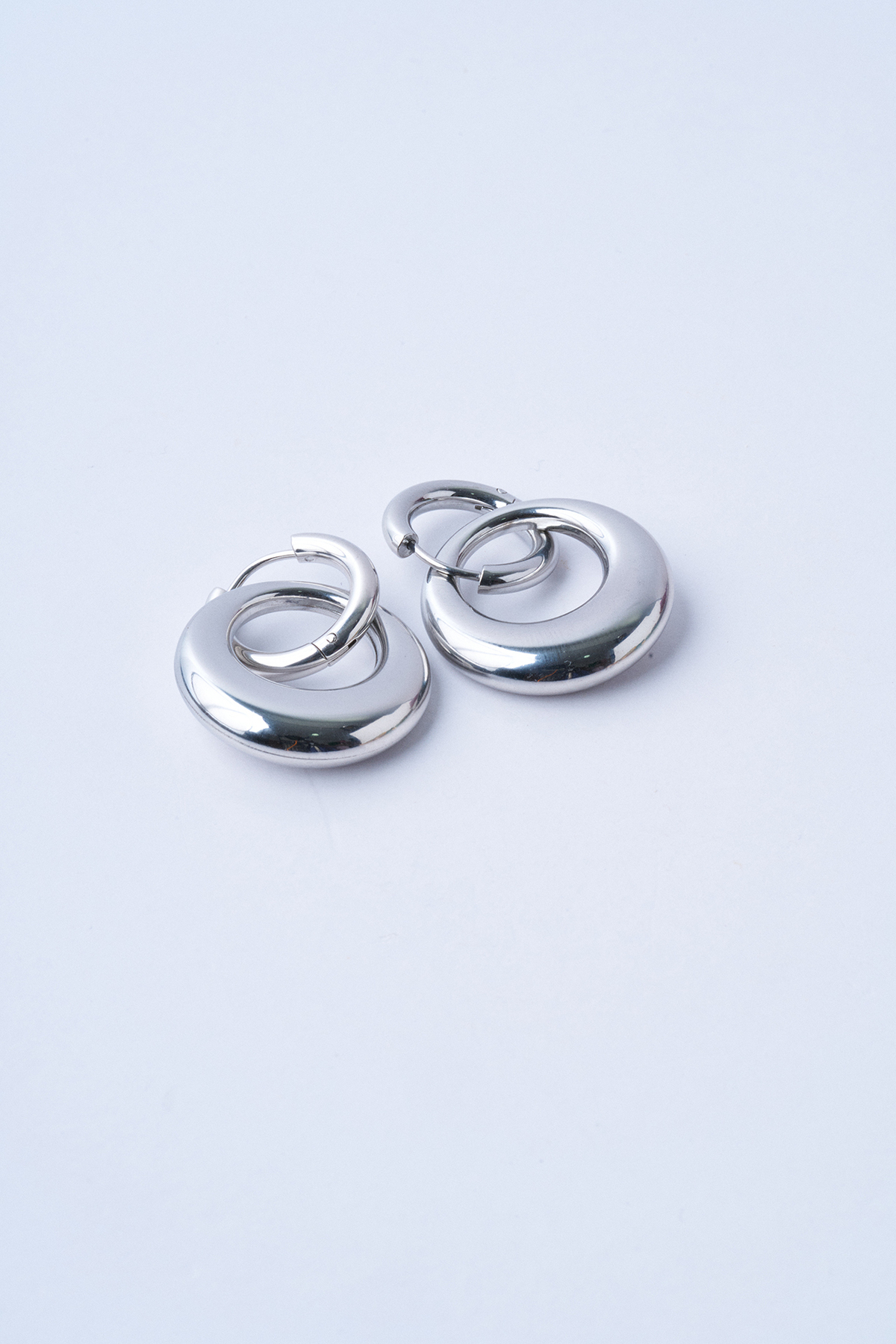 Double Circle Çelik Küpe