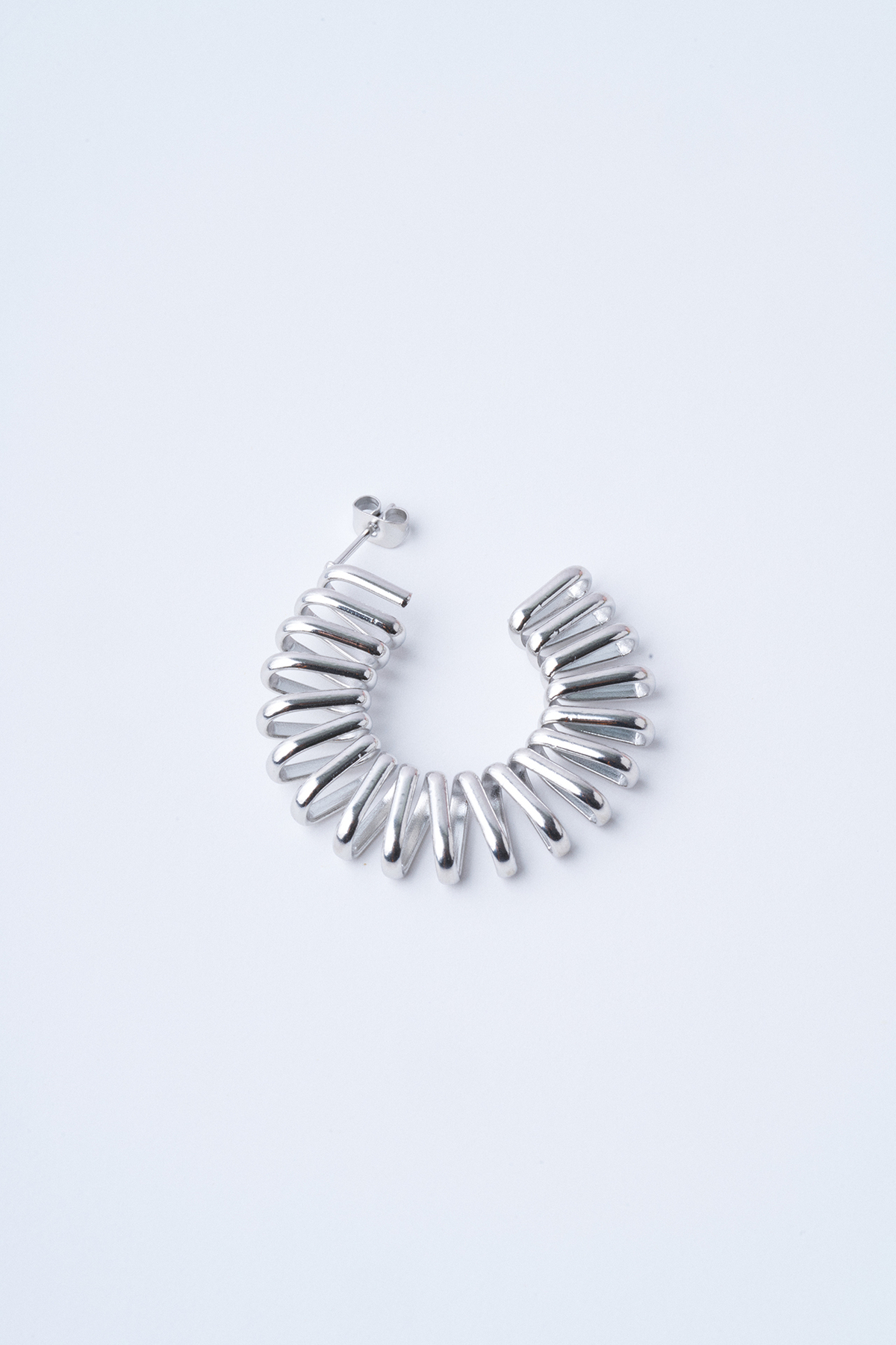 Oval Spring Silver Çelik Küpe